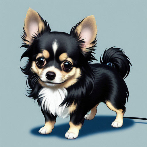 Cute Long Haired Chihuahua in Anime Style