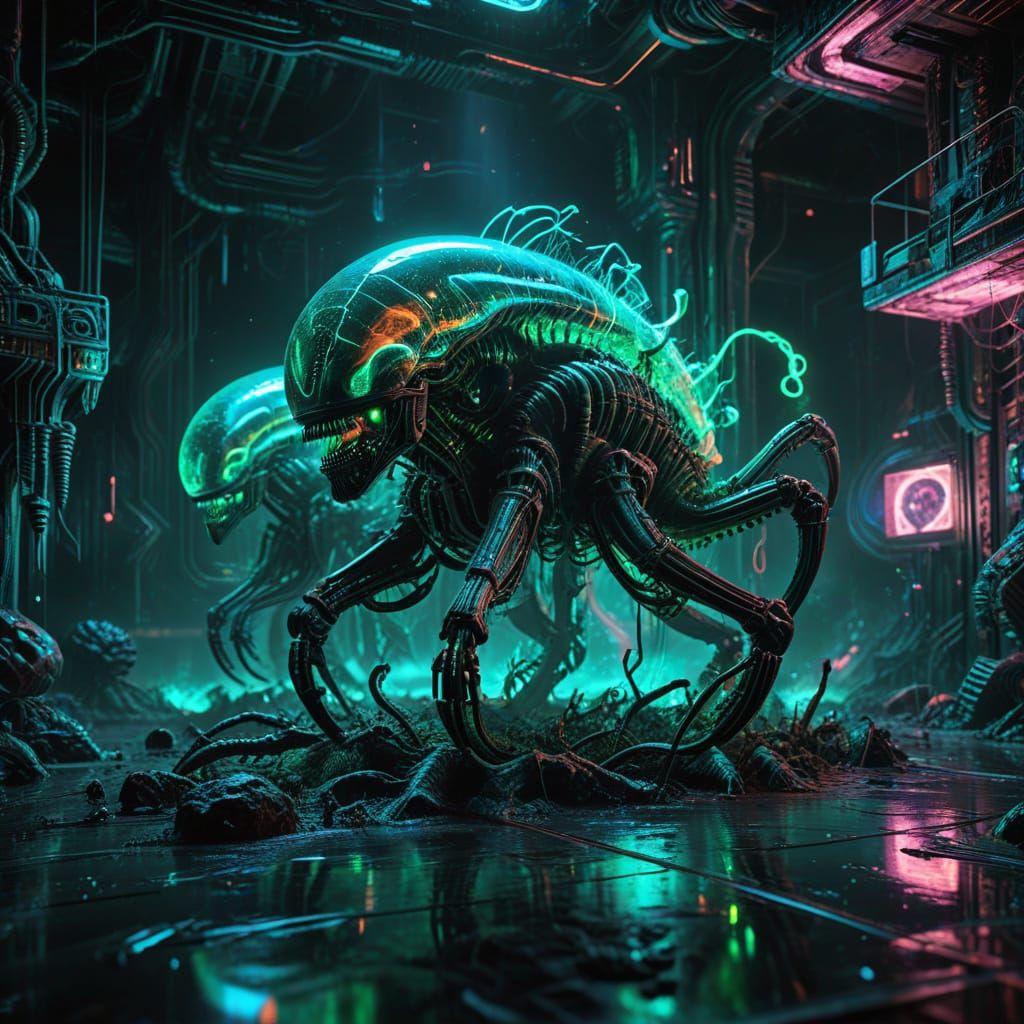 Surreal Cubes in Space with Neon Accents