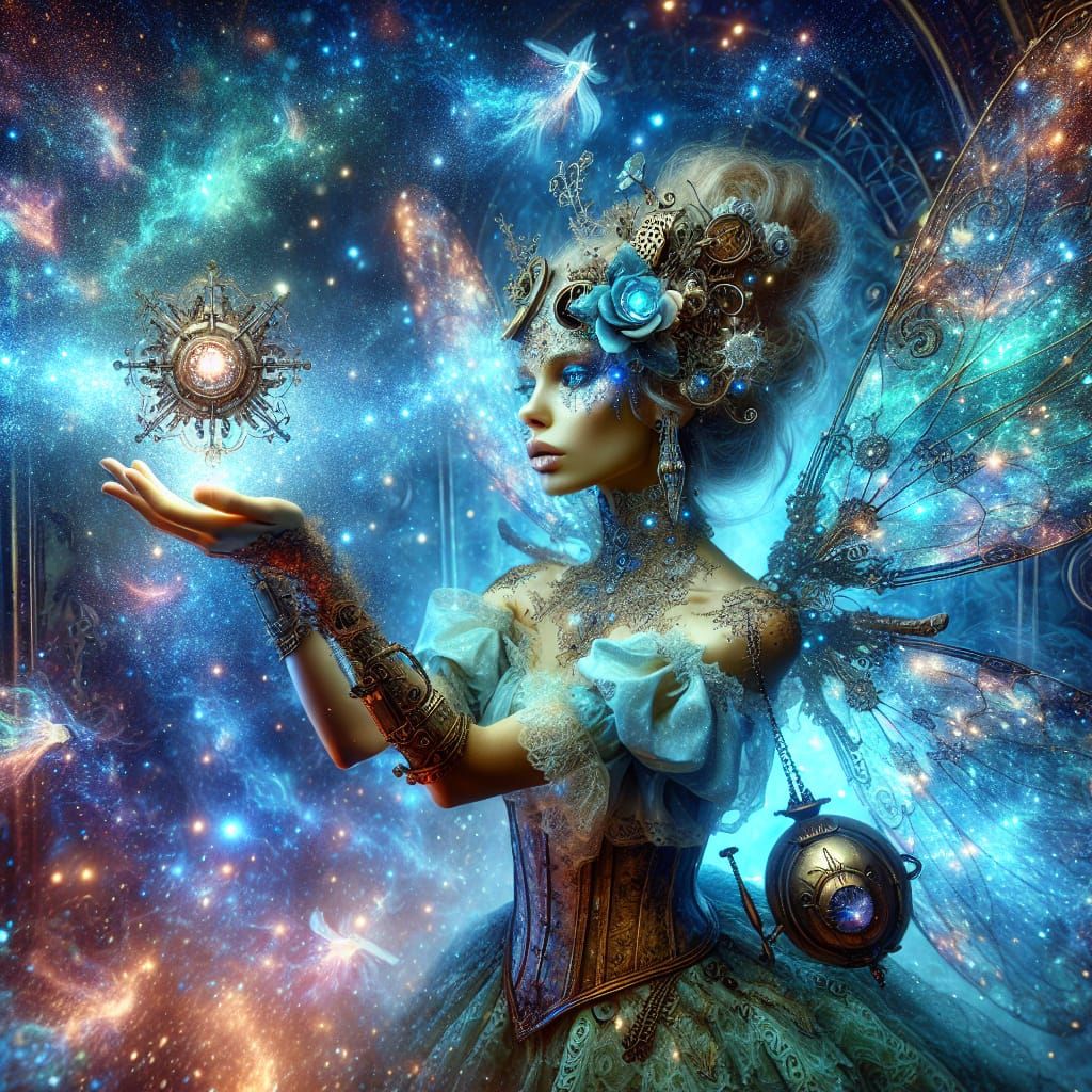 Enchanting Steampunk Fairy Sprinkling Nebula Dust