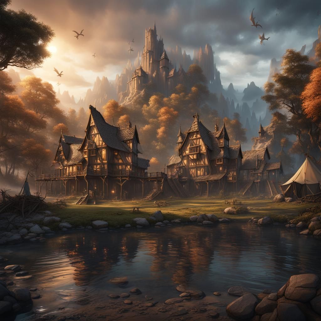 Detailed Matte Painting of Camp Half Blood in 8k