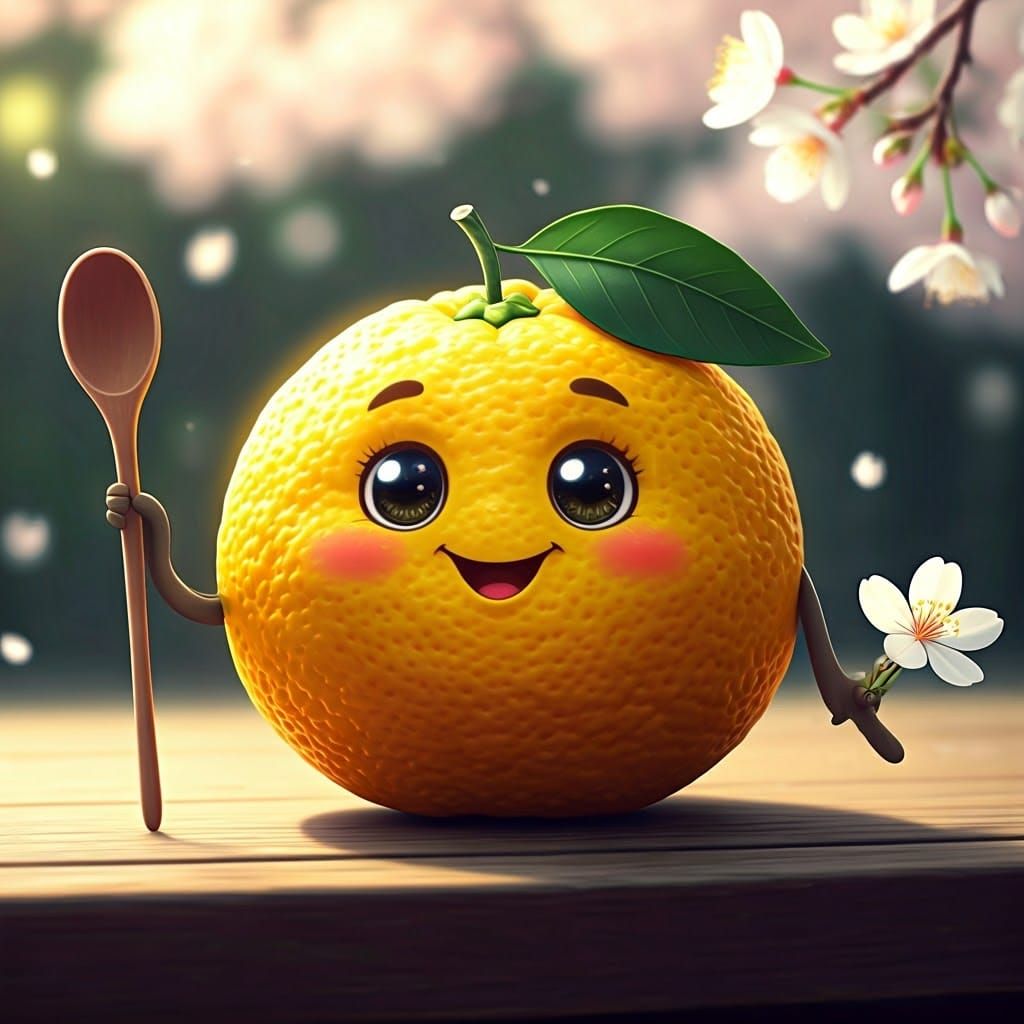 Happy Yuzu Character in Anime Style