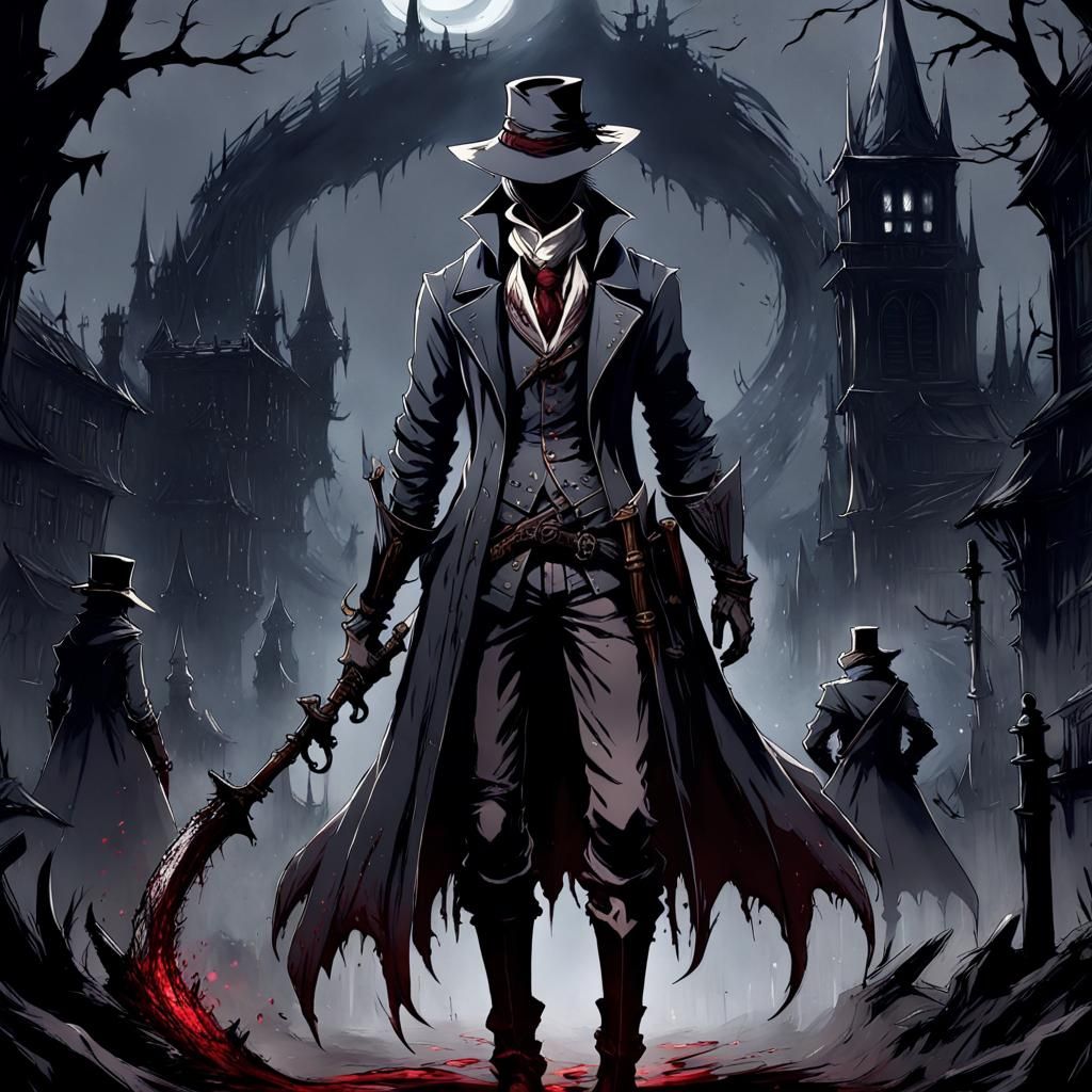 Anime Character in Bloodborne Art Style