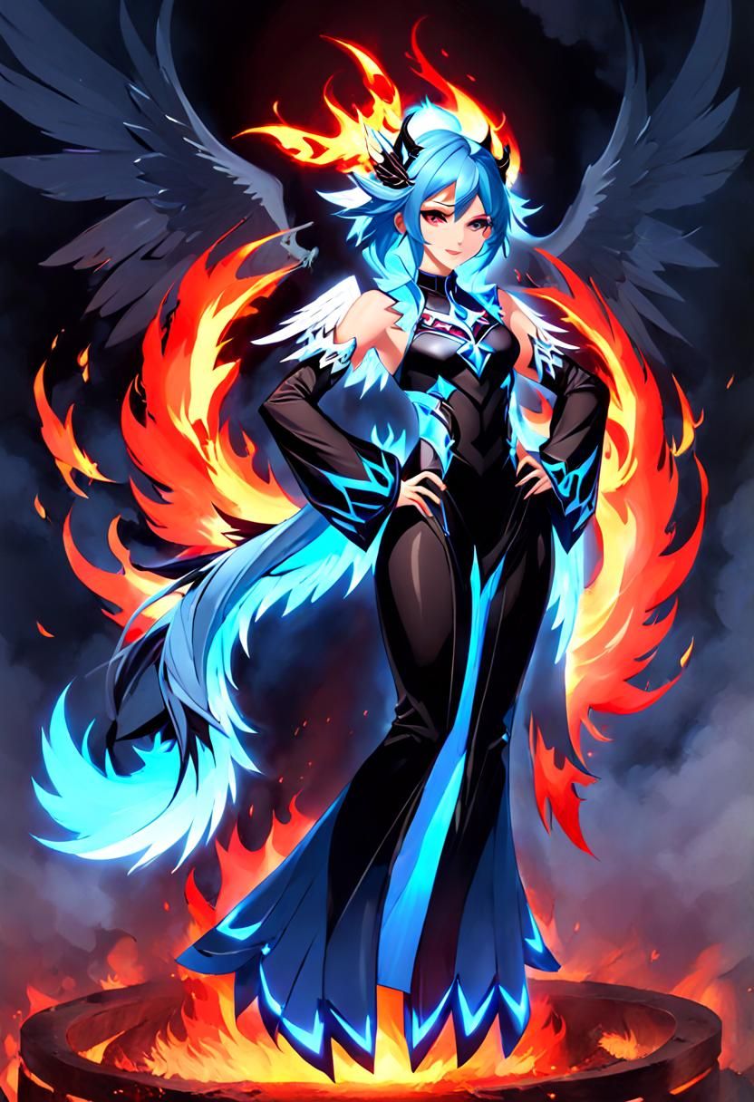 Dualistic Nephalem with Wings in Anime Style