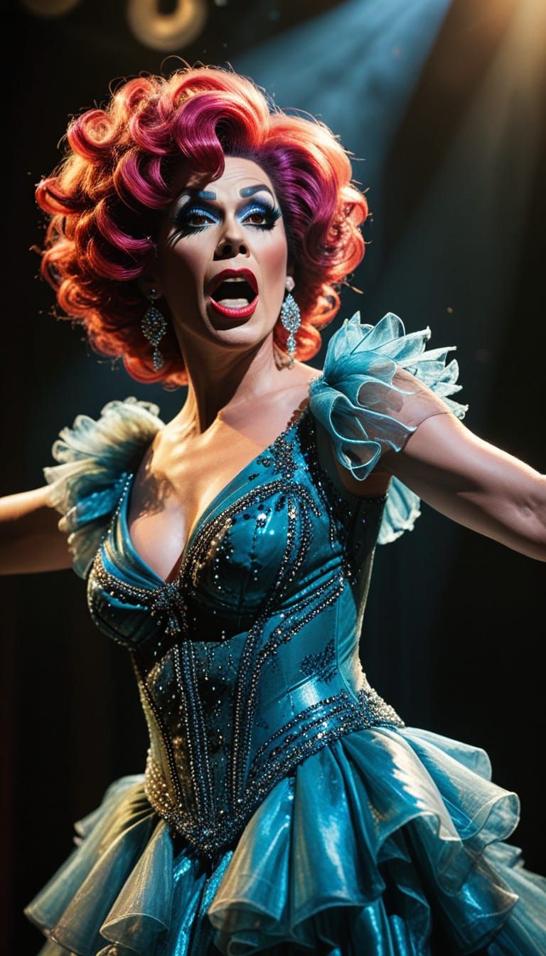 Drag Queen's Wig Slips Off in Dramatic Stage Moment