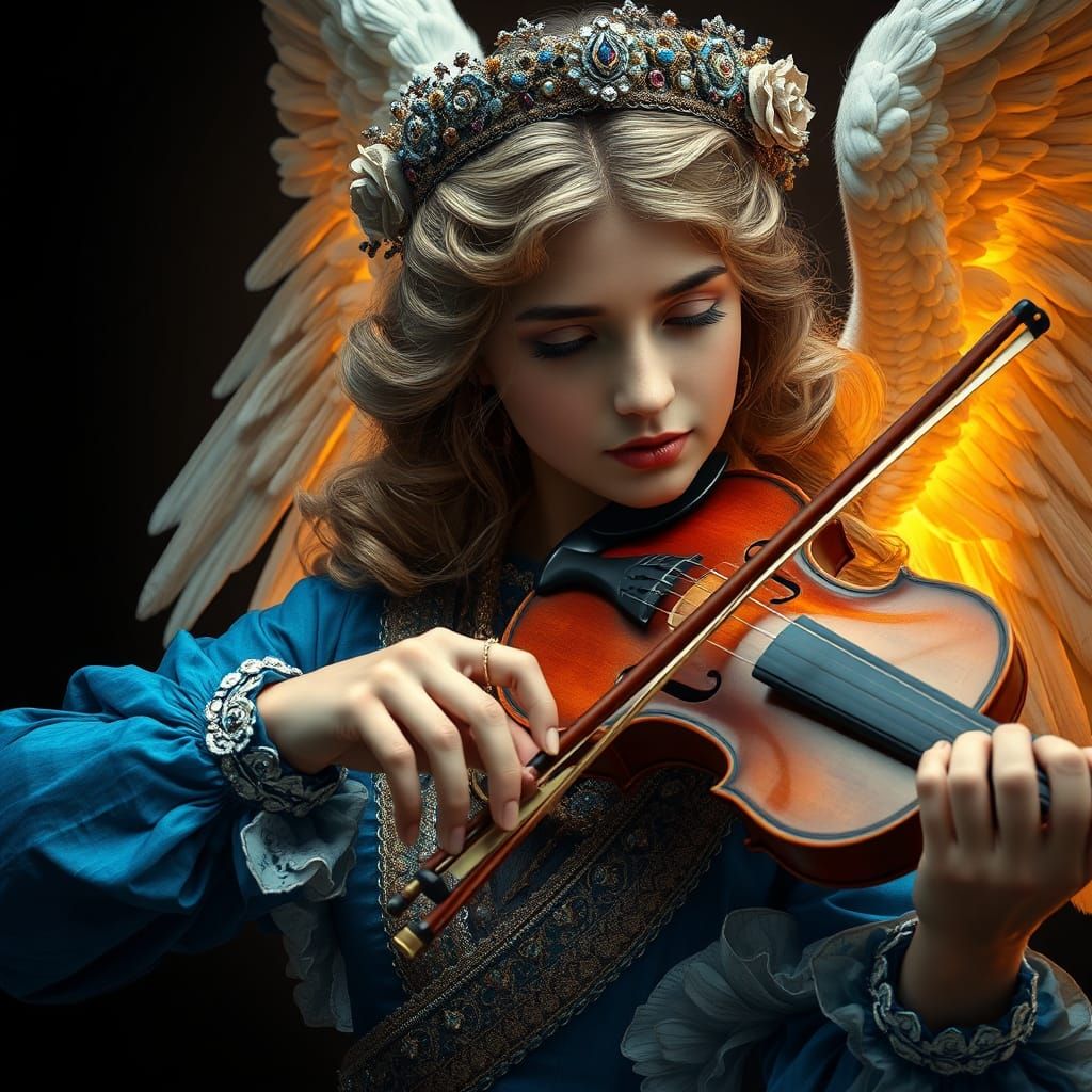 Angel Playing Violin: Fine Art Digital Illustration