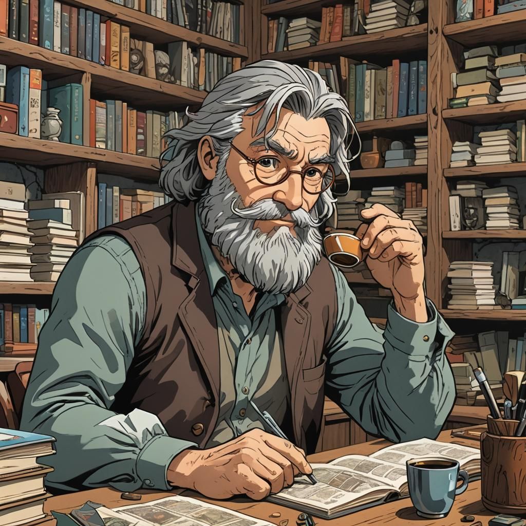 Geologist in Office, Studio Ghibli Style