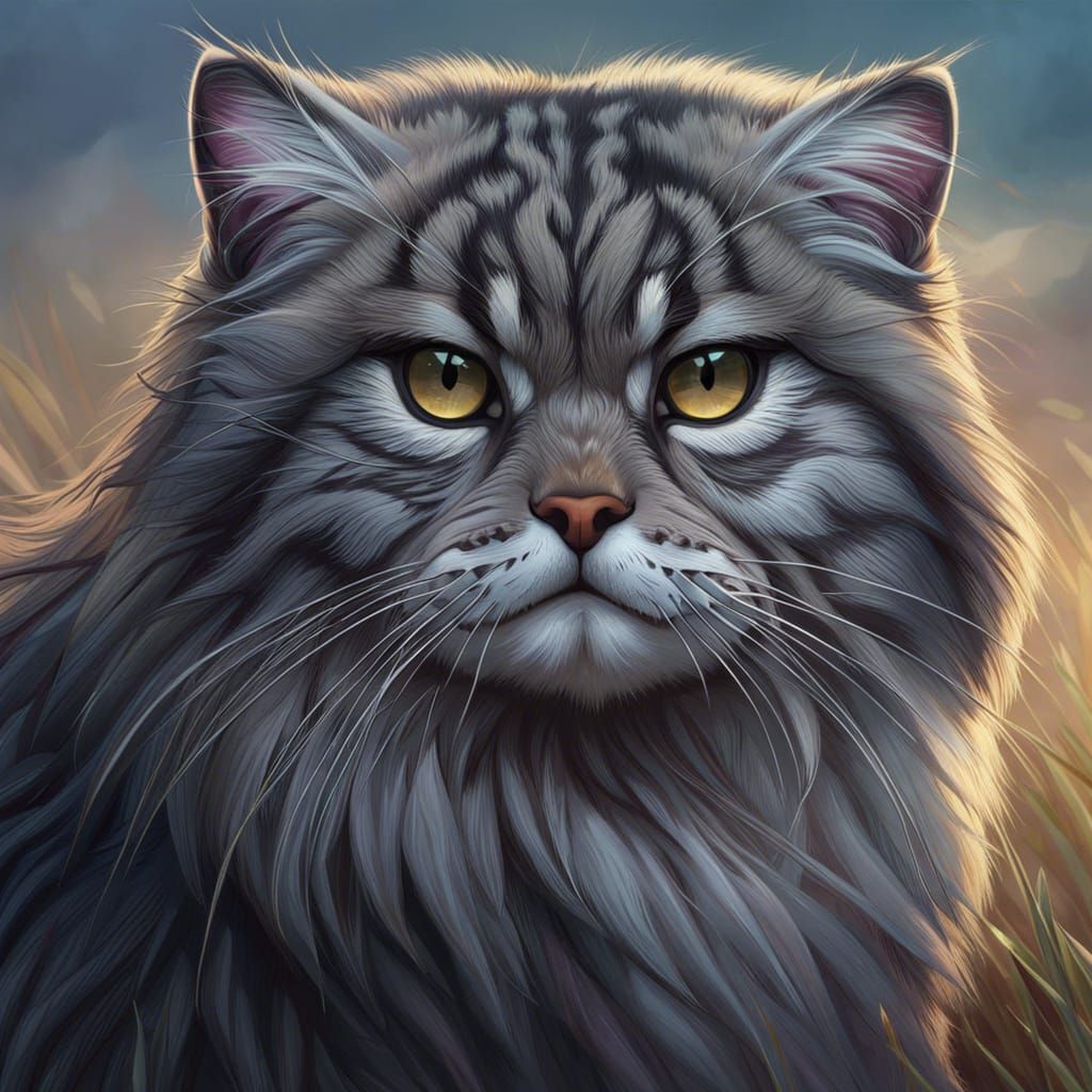 Highly Detailed Pallas Cat in Asian Steppe