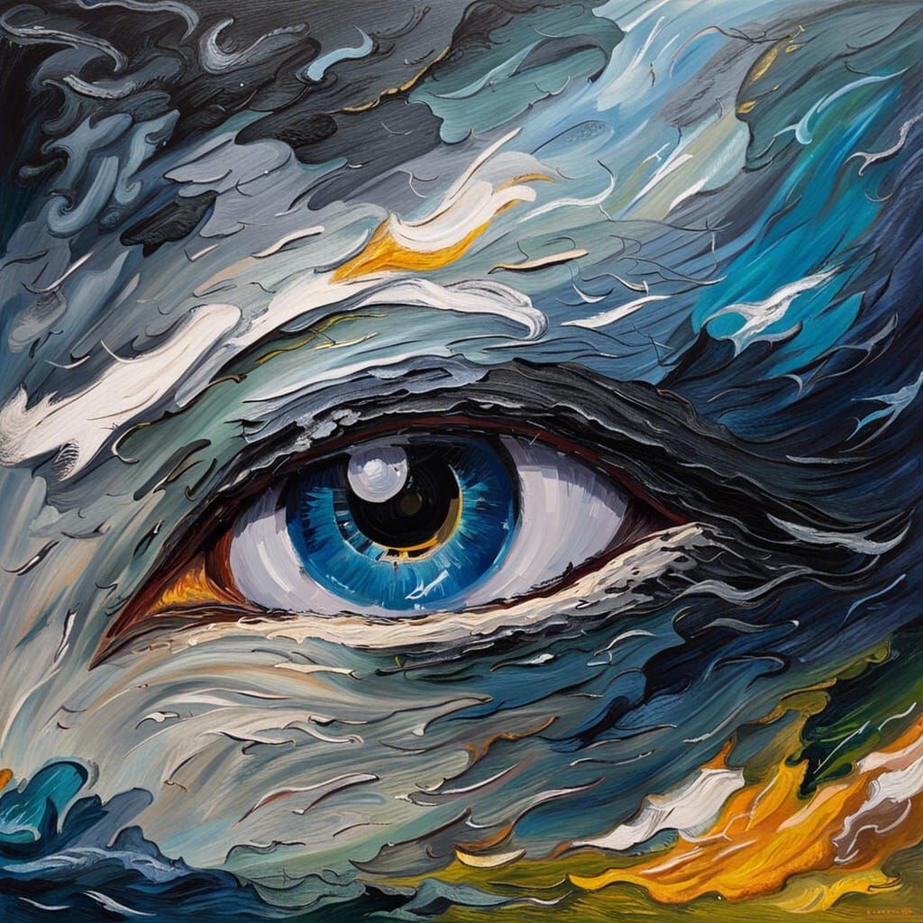 Storm Eye: Impressionist Oil Painting with Vivid Colors