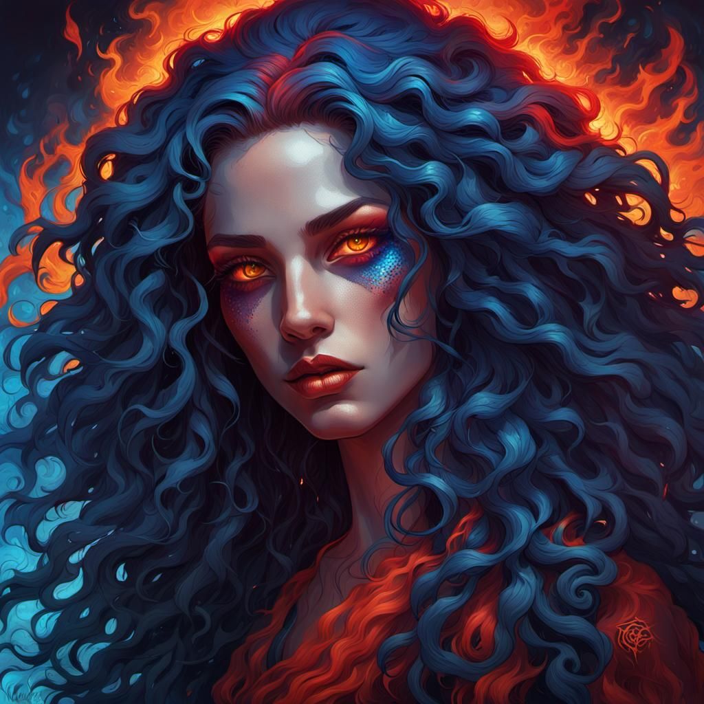 Fiery-Eyed Girl Portrait in Artgerm and Rutkowski Style