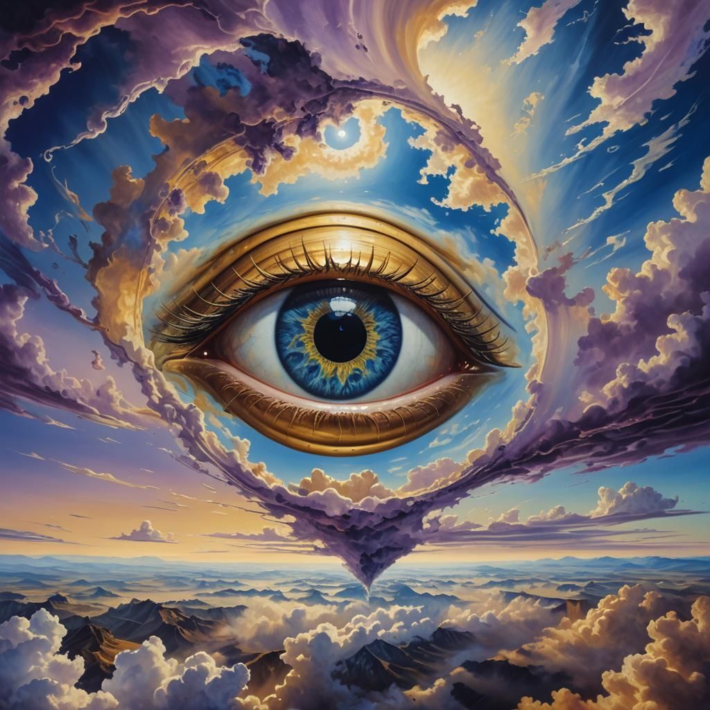 Surreal Eye in the Sky with Earth's Curvature