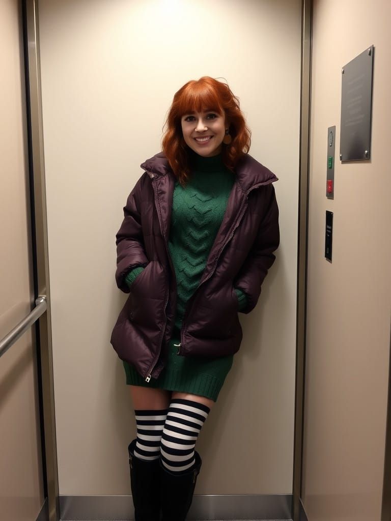 Cozy Commuter Smiles as She Heads Home