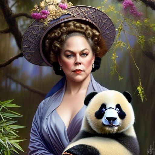 Panda Costume Portrait in Rococo Art Nouveau Style