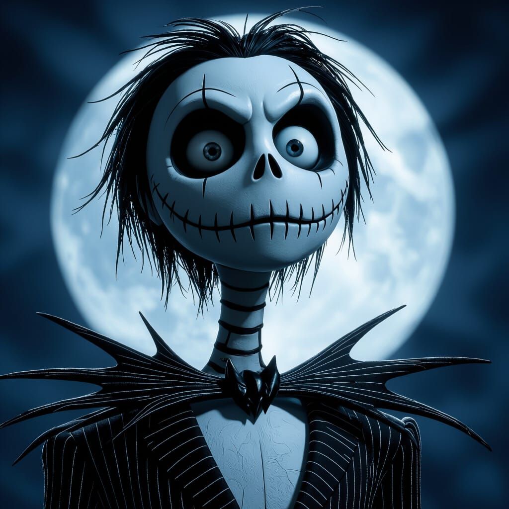 Jack Skellington in Gothic Moonlight, Cinematic Portrait