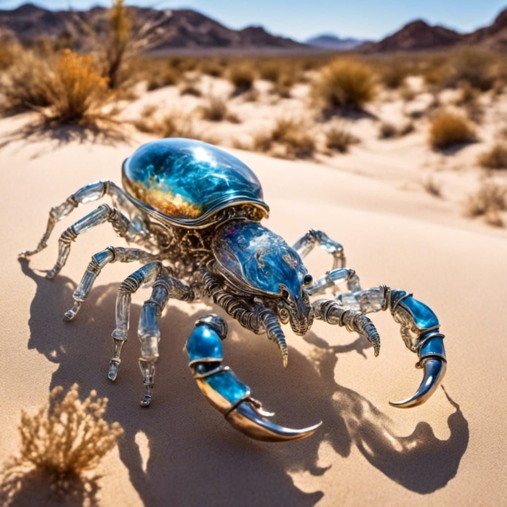 Glass Scorpion in Desert Landscape