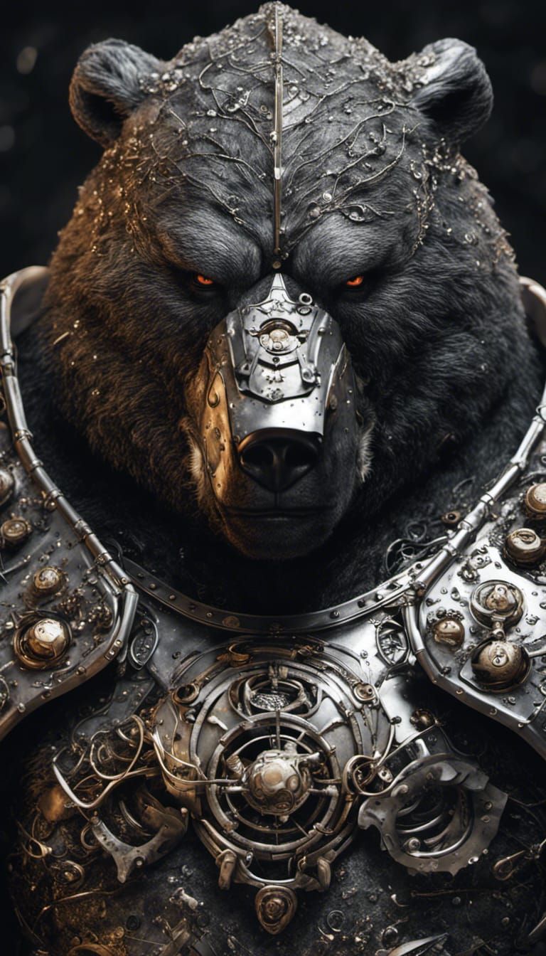 Armored Grizzly Bear Dark Knight Portrait
