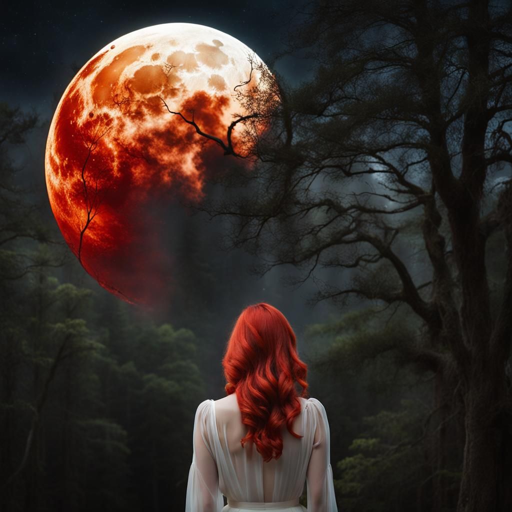 Shattered Heart Held by Woman Under Moonlight