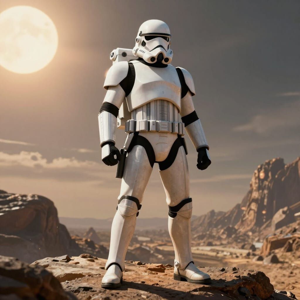 Imperial Trooper on Alien World with Twin Suns