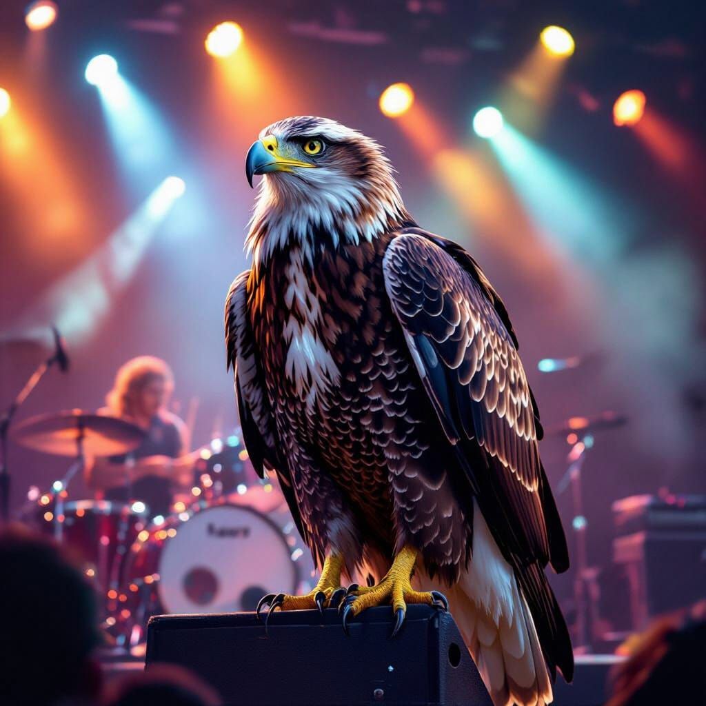 Majestic Eagle Watches Energetic Rock Concert