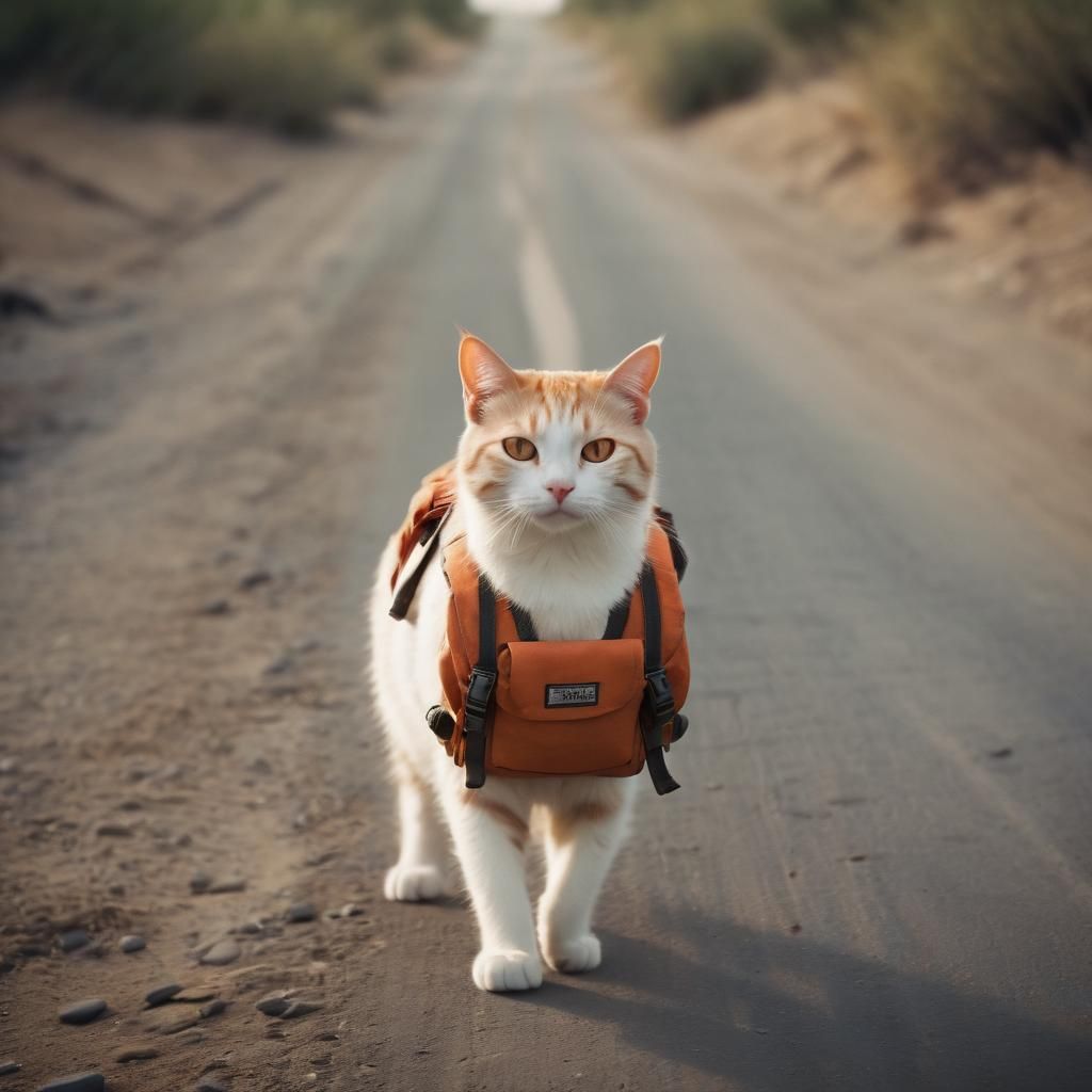 "Same Prompt Collection": A beautiful white and orange cat w...
