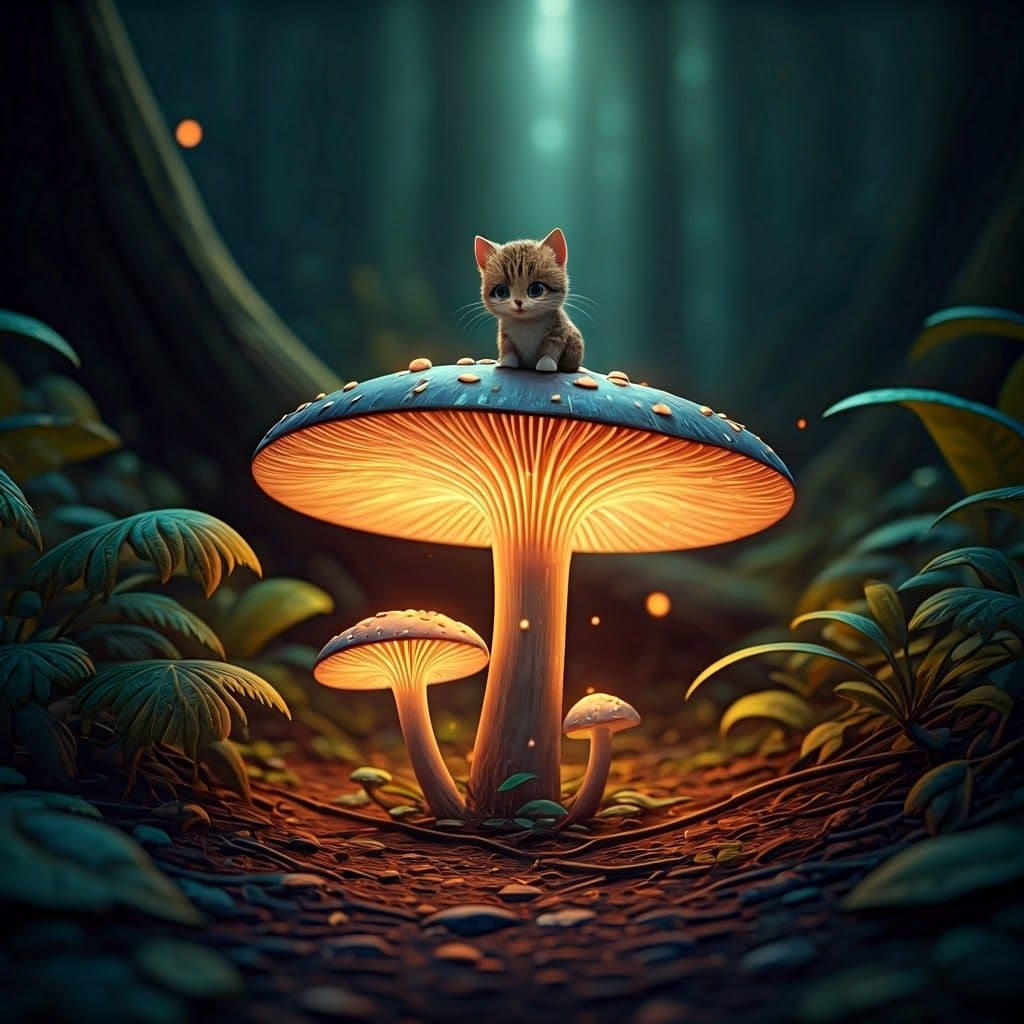 Whimsical Feline in a Fantasy Realm