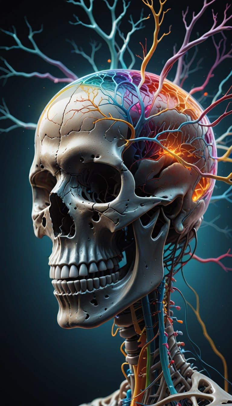 Hyperrealistic Anatomical Brain Illustration in Vibrant Colo...