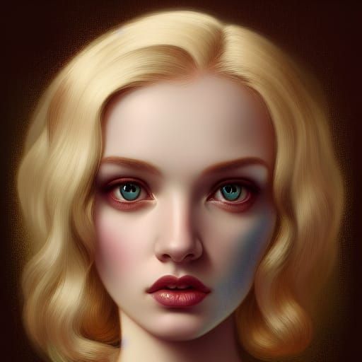 Mark Ryden Inspired Portrait of a Blonde Woman