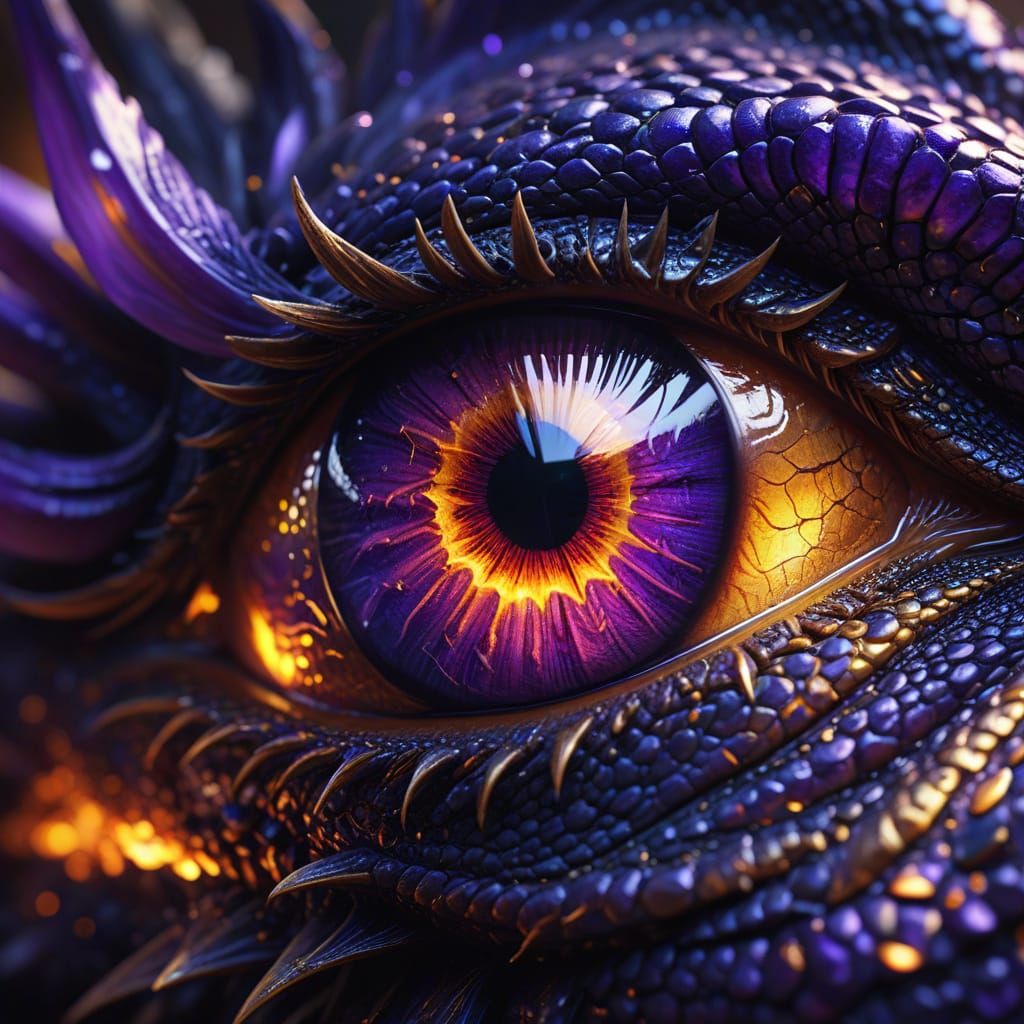 Dragon's Eye: Hyper-Realistic Purple Digital Art