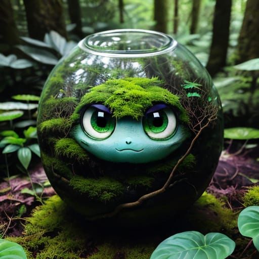 Anime Alien in Whimsical Forest Scene