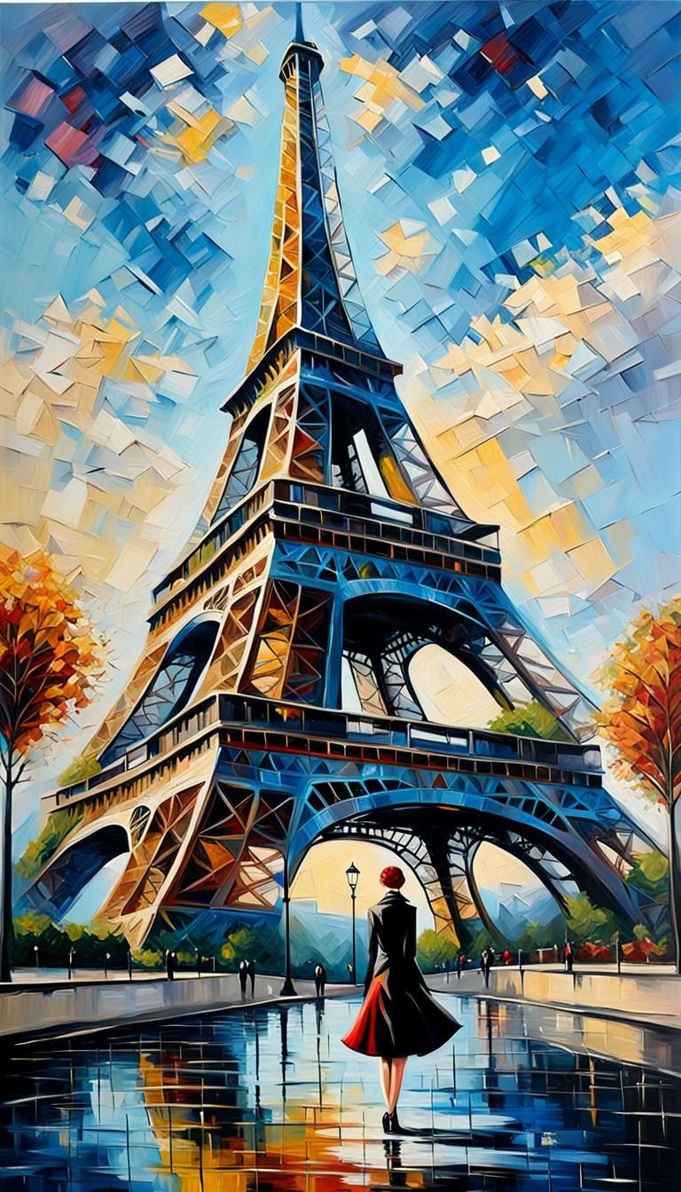 Eiffel Tower Impasto Painting on a Glamorous Afternoon