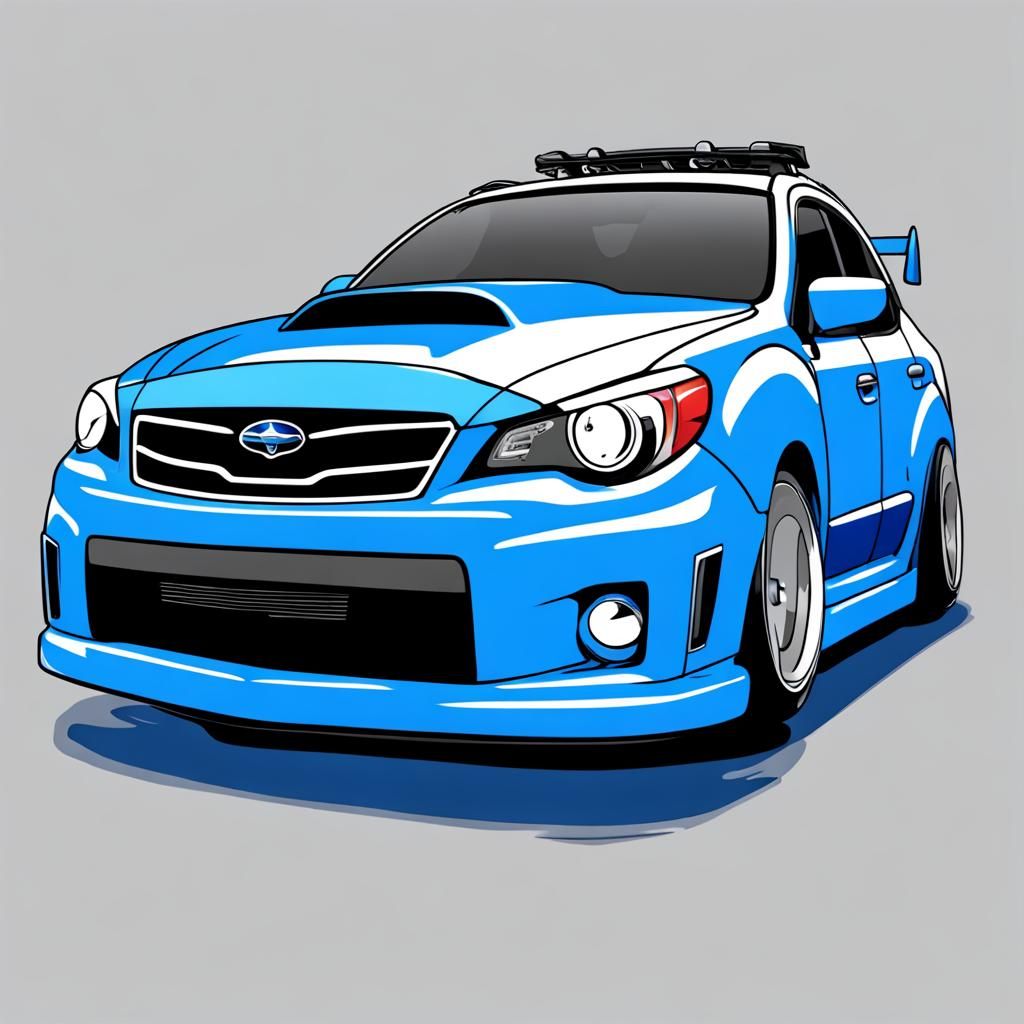 Animated Blue Subaru Car