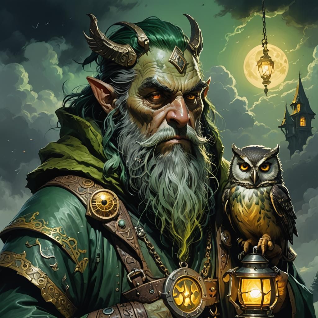 Dwarf Necromancer Portrait with Lantern