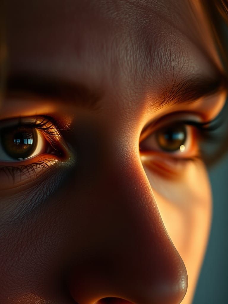 Introspective Eyes Portrait in Impressionist Style