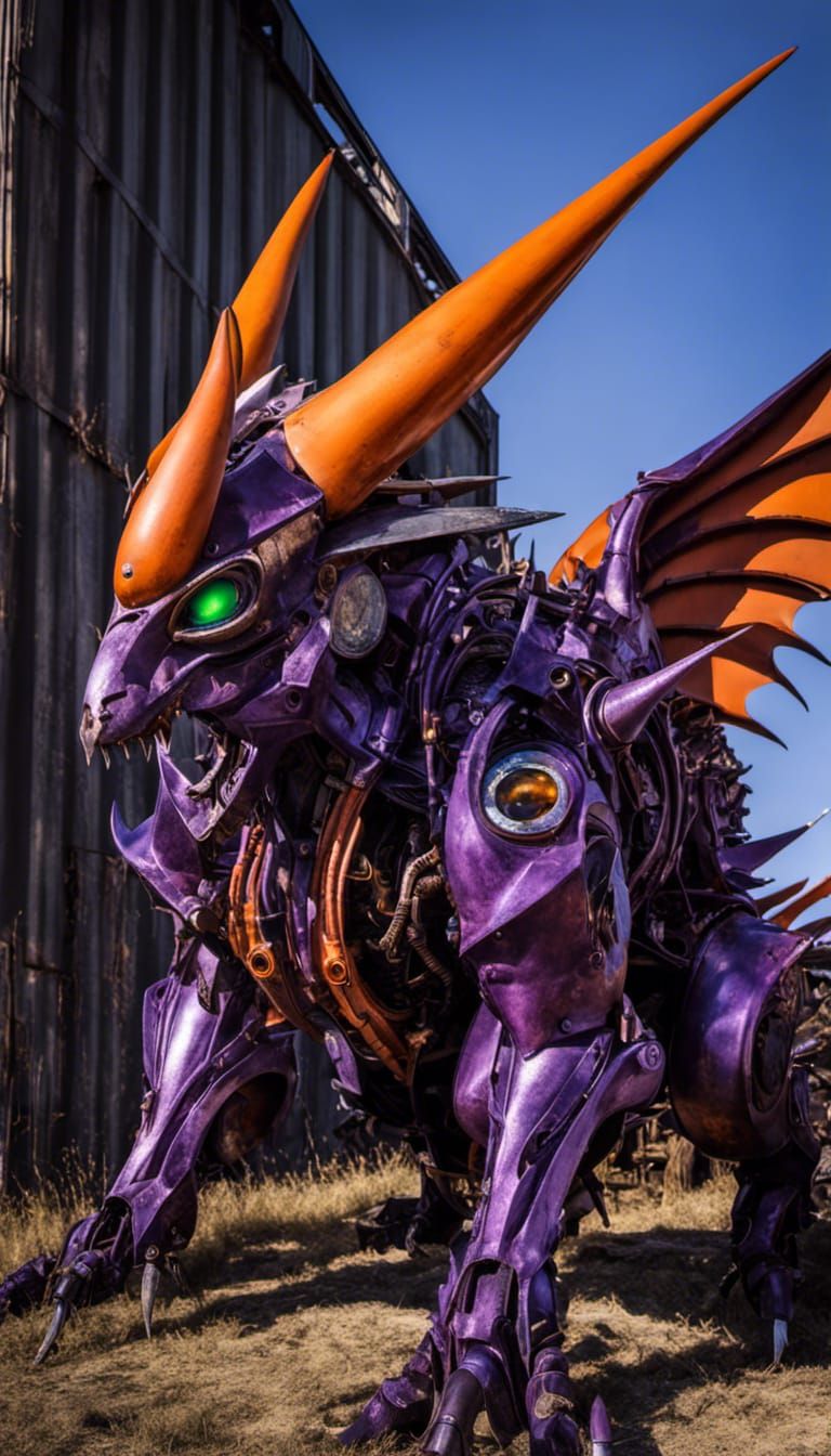 Purple Assemblage Monster with Horn and Wings