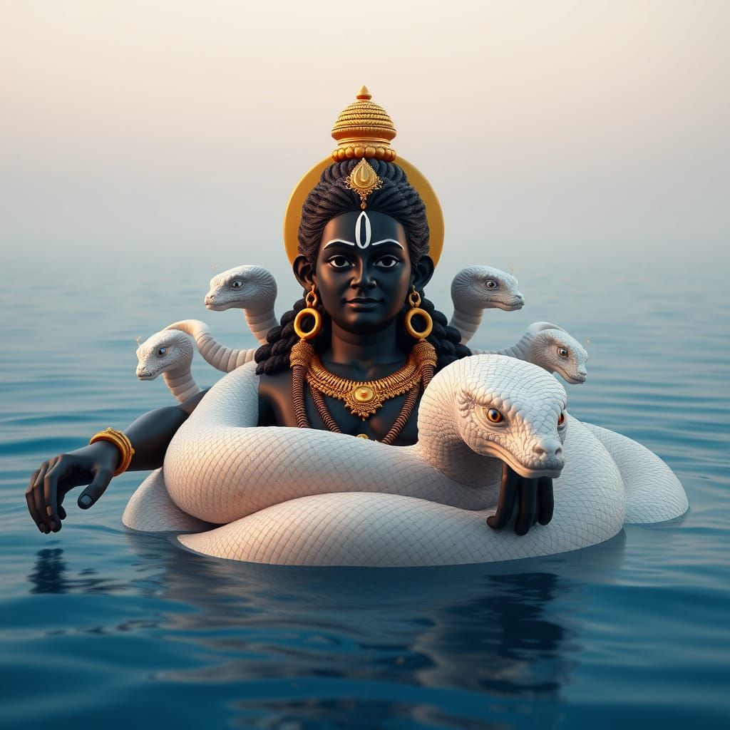 God Anantha Padmanabha Swamy in Majestic Reclined Pose with ...