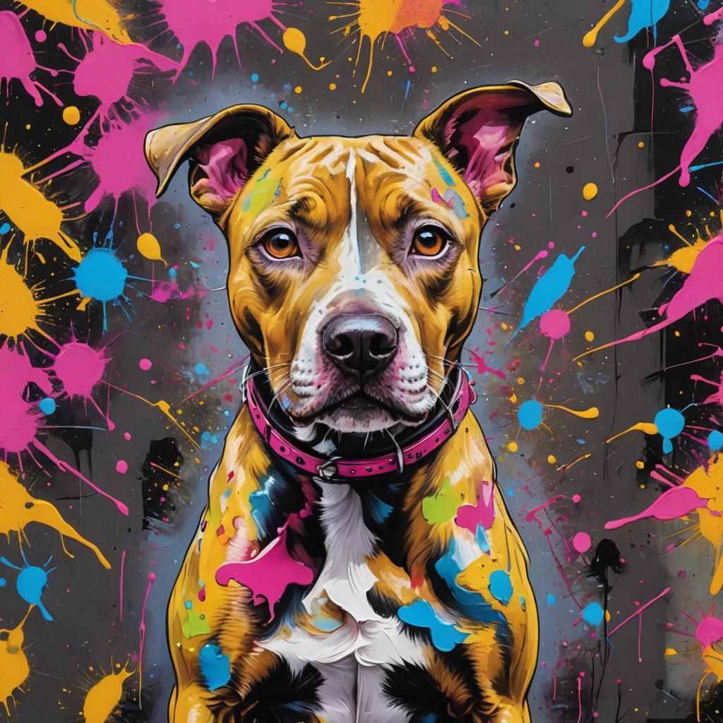 Gentle Pitty Mix in Expressive Street Art Style
