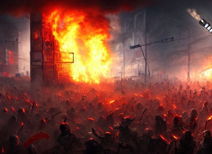 Cyber Apocalypse Riot: Hyperrealistic Digital Art