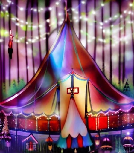 Creepy Circus Tent Forest in Pastel Colors