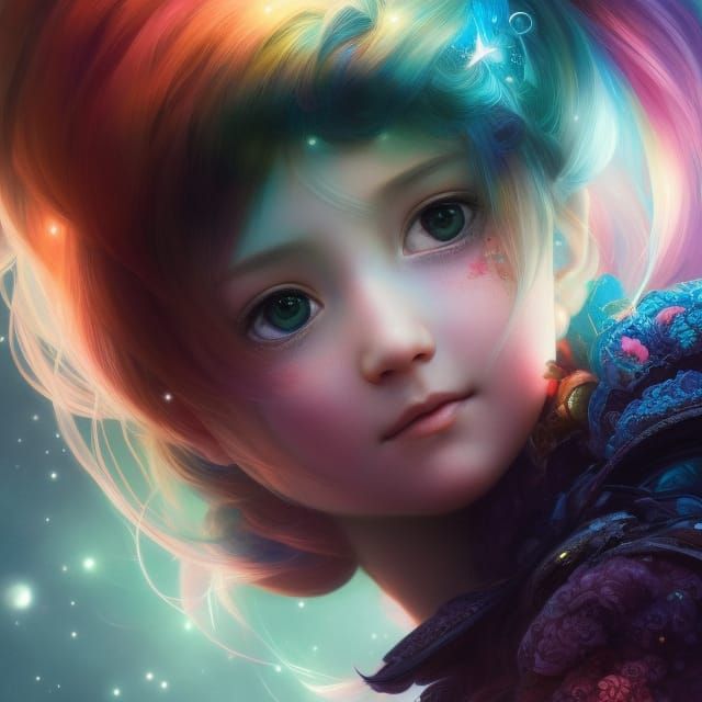 Galactic Girl Portrait in Rococo Digital Art