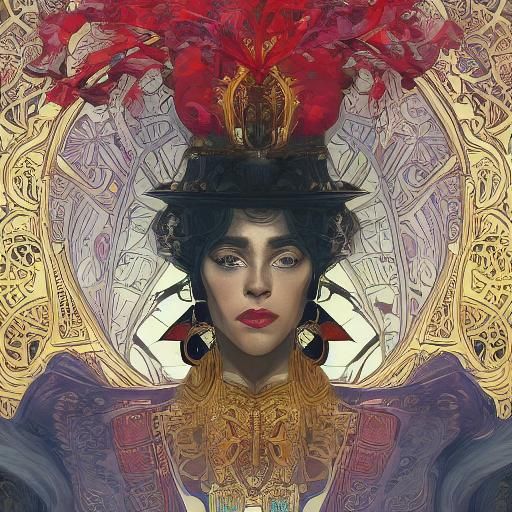 Chess Queen in Red PVC Dress: Concept Art Portrait