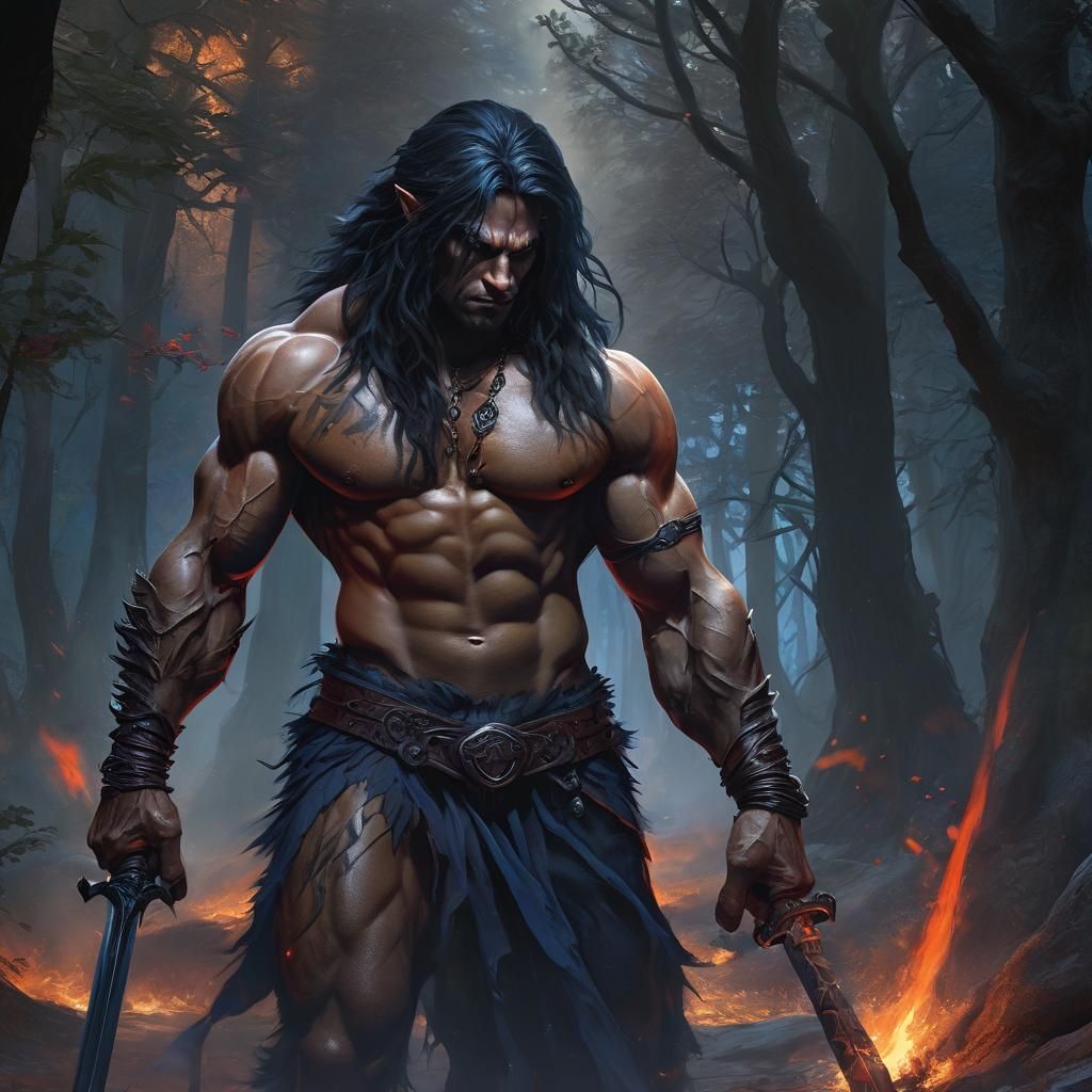 Heroic Barbarian Warrior with Werewolf Claws