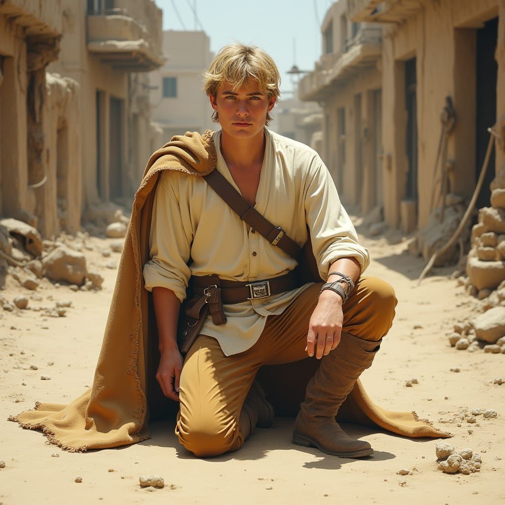 Hyperrealistic Portrait of a Weary Desert Warrior