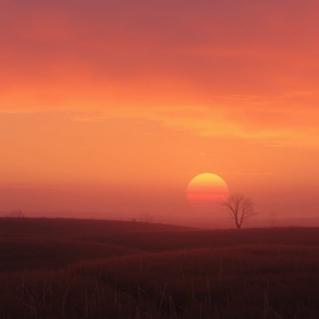 Warm Sunset Landscape with Ethereal Glow