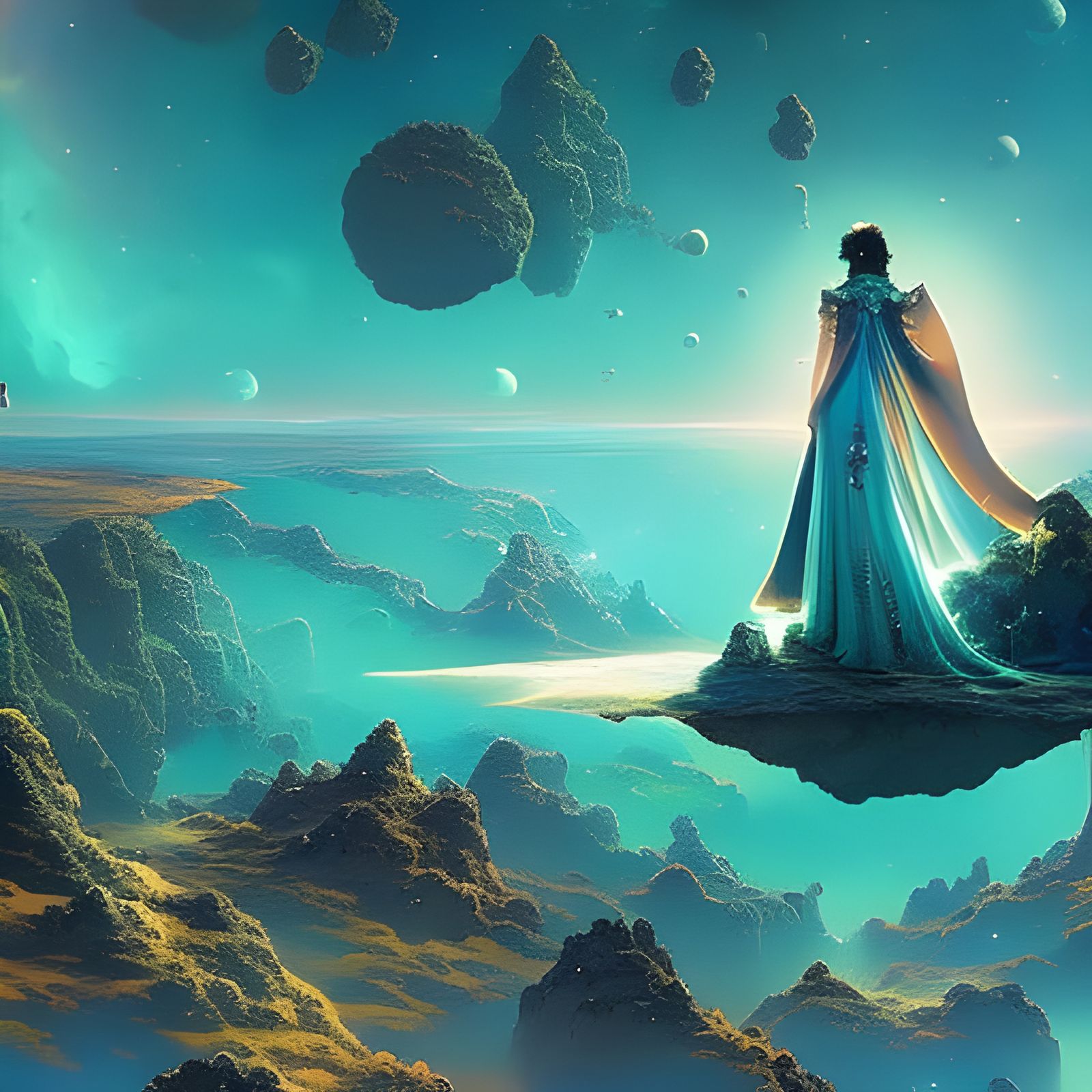 Majestic Starship Navigates Elaborate Cosmic Nebula