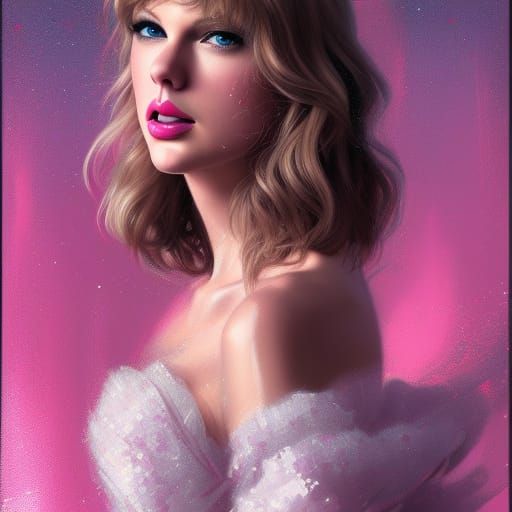 Taylor Swift Glitter Portrait in Art Nouveau Style