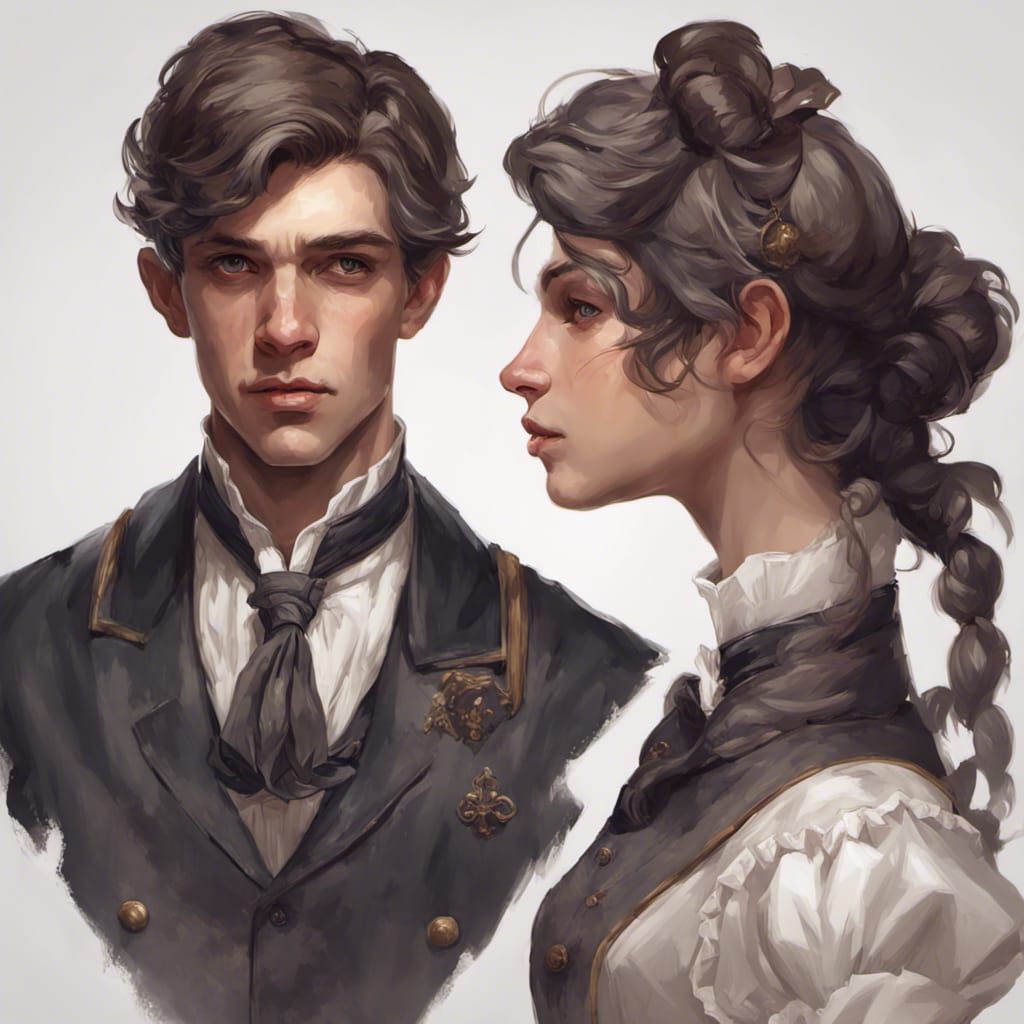 Victorian Boy in Maid Outfit: Detailed Digital Portrait