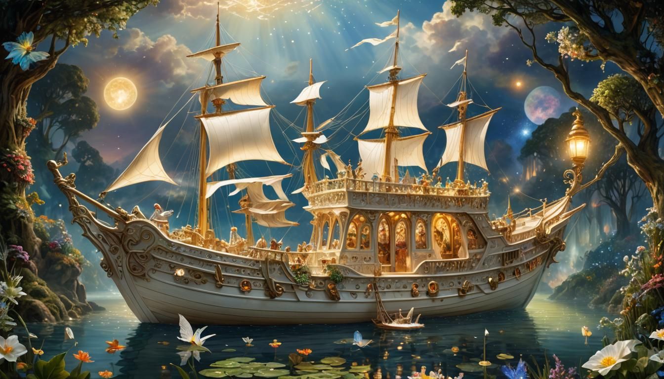 Enchanted Fairy Ship in Candy Art Style