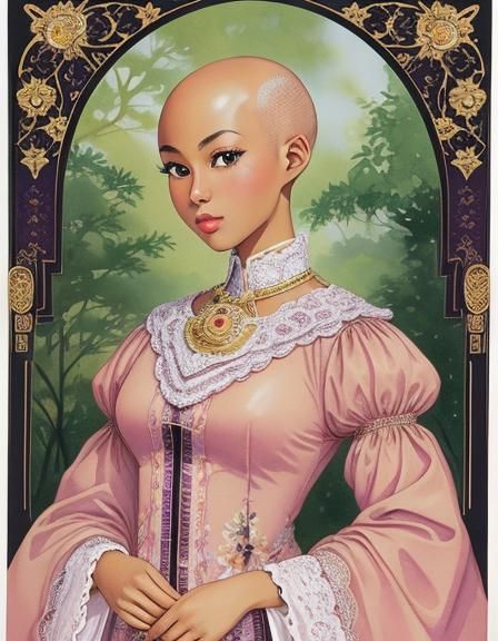 Afrofuturistic Black Woman in Watercolor Style