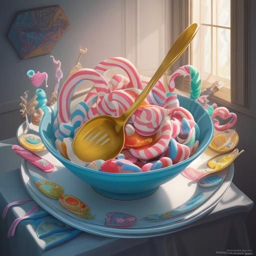 Whimsical Dish and Spoon Adventure in Candyland