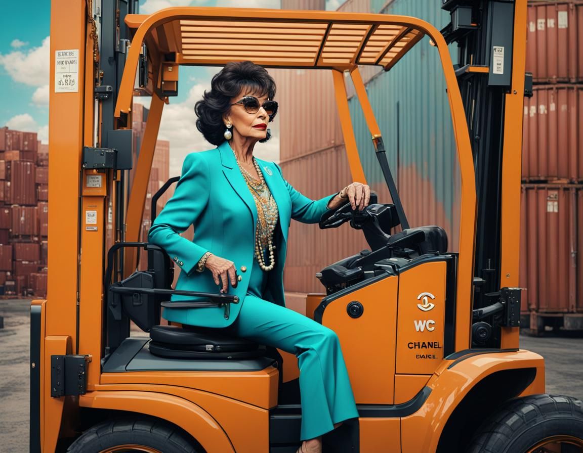 Dame Joan Collins, Certified Forklift Operator, DBE