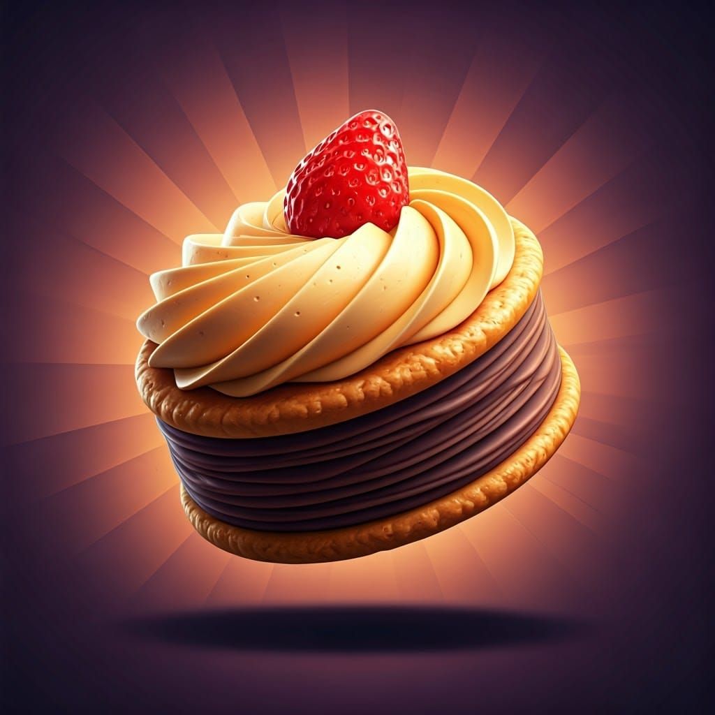 Vibrant Pastry in Radiant Digital Art Style